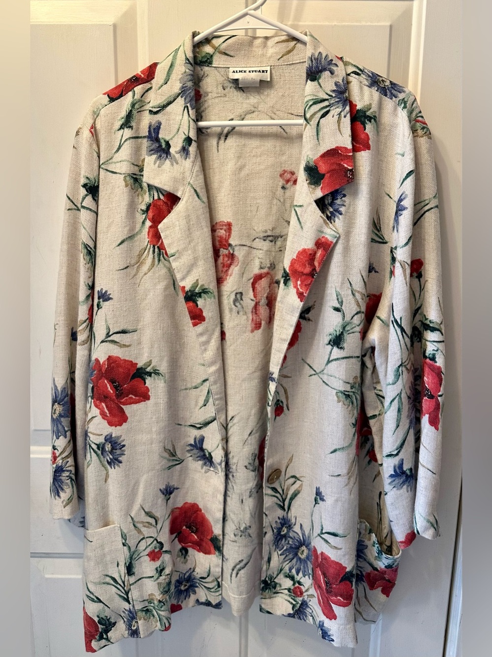 Vintage 90s Alice Stuart Floral Linen Blend Blazer